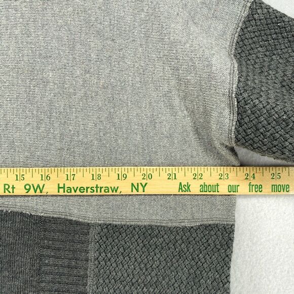 FISHER FOUND Sweater S EILEEN FISHER Patchwork Crafted Jumper Crochet Gray USA - Picture 12 of 13
